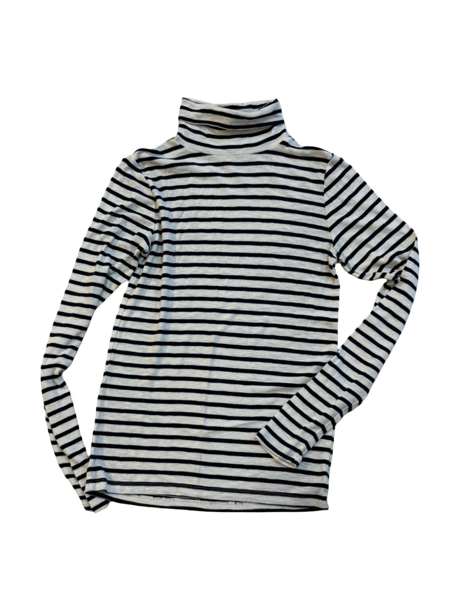 Aerie Womens Size S Long Sleeve Turtleneck Navy Blue And White Striped Small